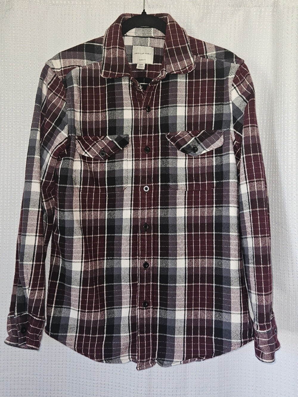 American Eagle Outfitters Burgundy Plaid Button-Up Top Size Medium